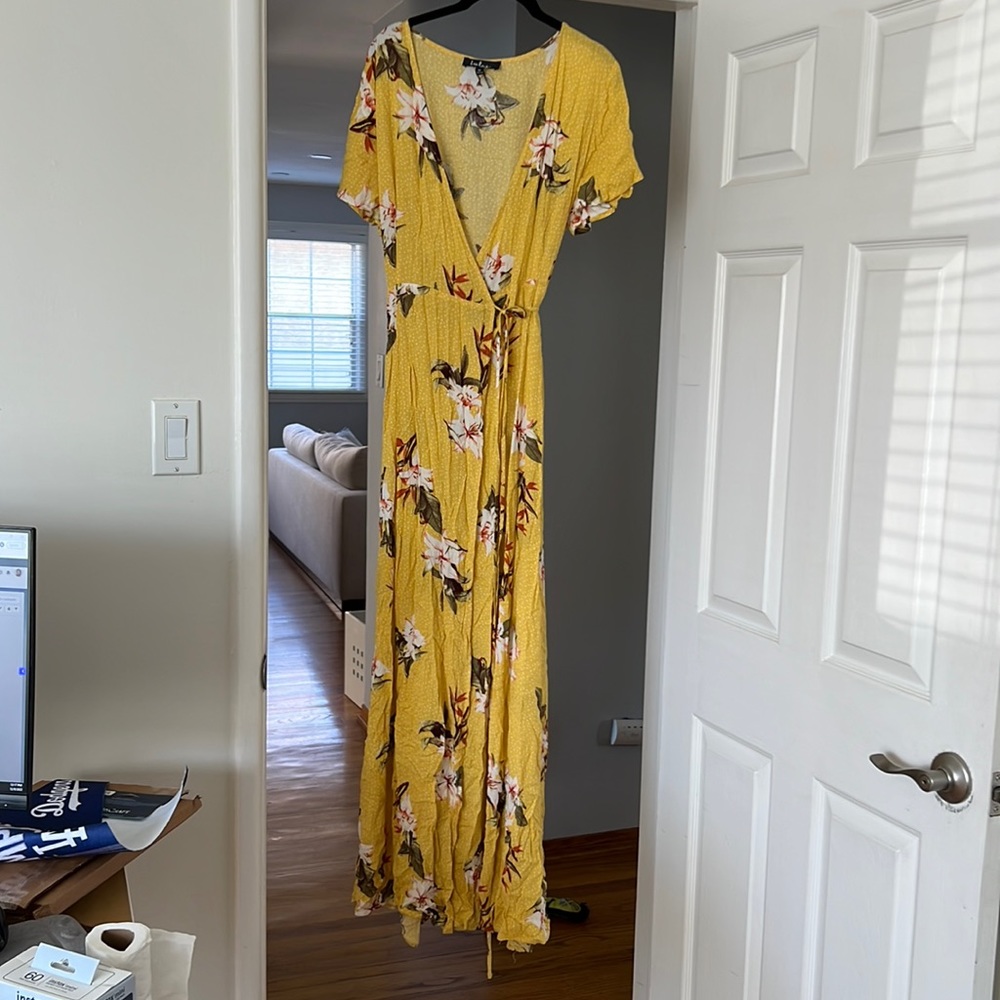 Lulus yellow wrap dress